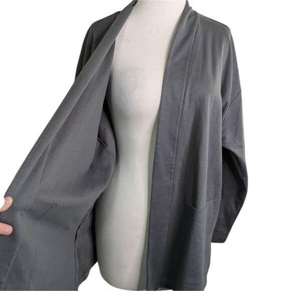 Eileen Fisher Organic Cotton Jersey High Collar Jacket Large Gray Neutral - Picture 6 of 11